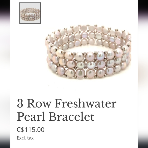 Genuine Three Row Freshwater Cultured Pearls Bracelet - Picture 14 of 14